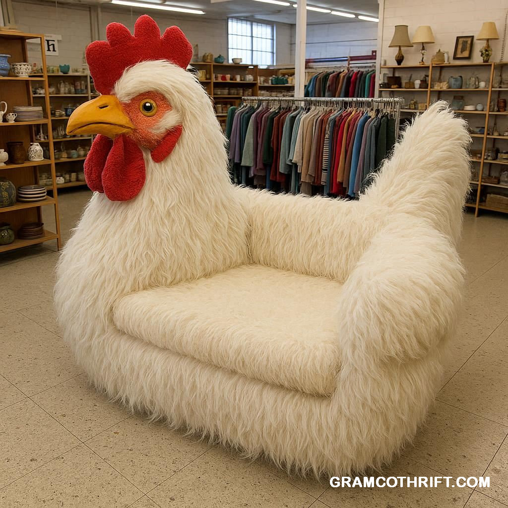 chicken sofa in thrift store